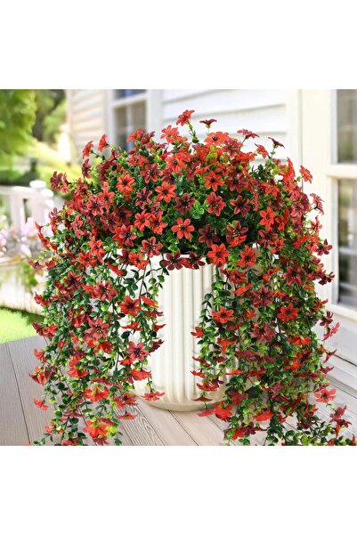 Nettenevime Yapay Çiçek Kırmızı Sarkan Mineli Okaliptus Şimşir Yapay Sarmaşık...