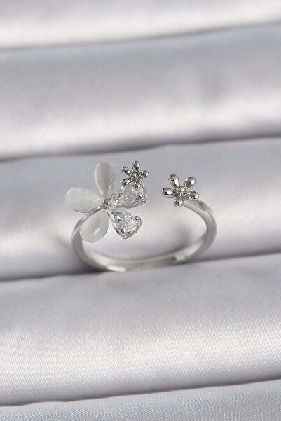 Inure Jewelry خاتم نسائي من النحاس الفضي اللون قابل للتعديل مرصع بحجر الزركون...