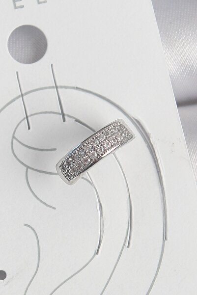 Inure Jewelry Brass Silver Color Zircon Stone Cartilage Model Women's Earrings