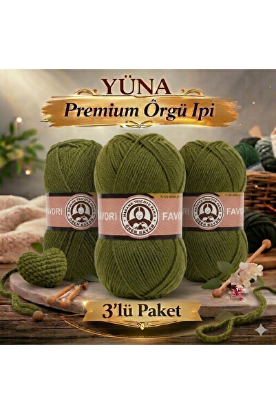 Ören Bayan خيط حياكة كريستال 3 عبوات متعدد الاستخدامات 077 كاكي