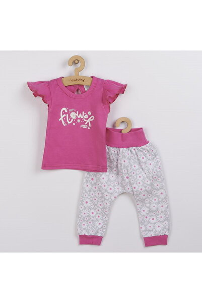NEW BABY SHOP Set bebeluși New Baby Happy Flower din bumbac , 2 piese, roz în...