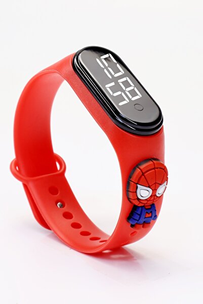 Telvesse Örümcek Adam Figürlü Dijital LED Takvimli Çocuk Kol Saati Dokunmatik...