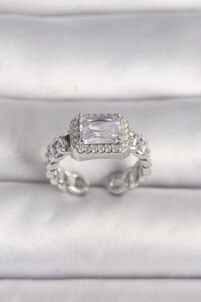 Inure Jewelry النحاس الفضة اللون قابل للتعديل سلسلة مربع الزركون حجر المرأة ا...