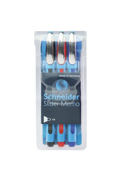 SCHNEIDER Slider Memo XB pen, rubber grip, metal accessories, 3 colors/set - ...