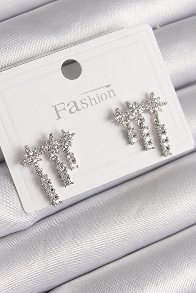 Inure Jewelry أقراط نسائية بنموذج نجمة متدلية من 3 قطع من حجر الزركون الفضي ا...