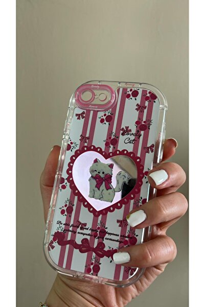 TechTrove حافظة على شكل قطة بتصميم Mirrored D منقوش متوافقة مع هاتف iPhone 8