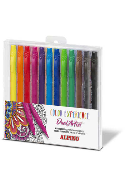 ALPİNGO Carioca cu 2 capete, varf liner 0.7mm/tip pensula, 12 culori/set, ALP...