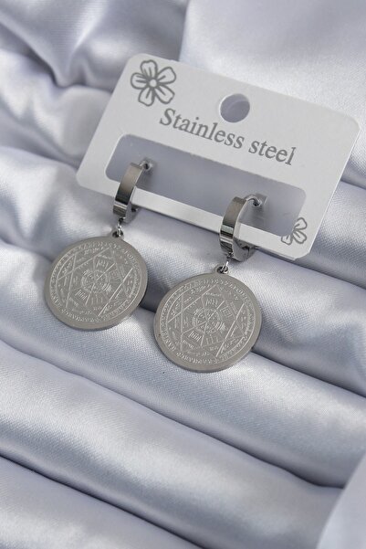 Inure Jewelry 316L الصلب الفضة اللون نجمة الخماسي معالجة أقراط نسائية