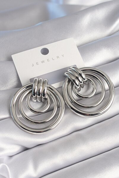 Inure Jewelry Brass Silver Color Hoop Model Women's Earrings