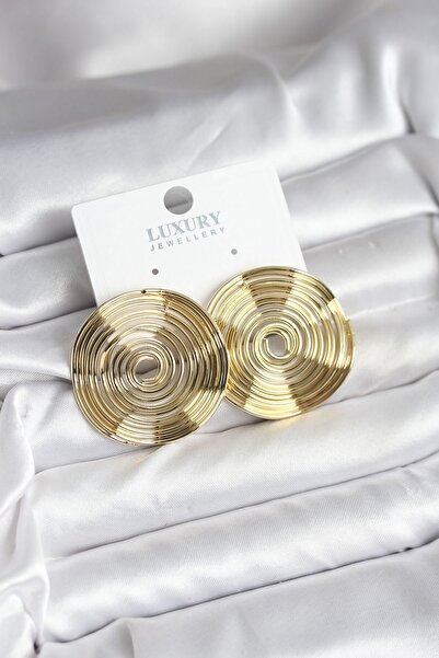 Inure Jewelry Brass Gold Color Circle Model Women's Earrings