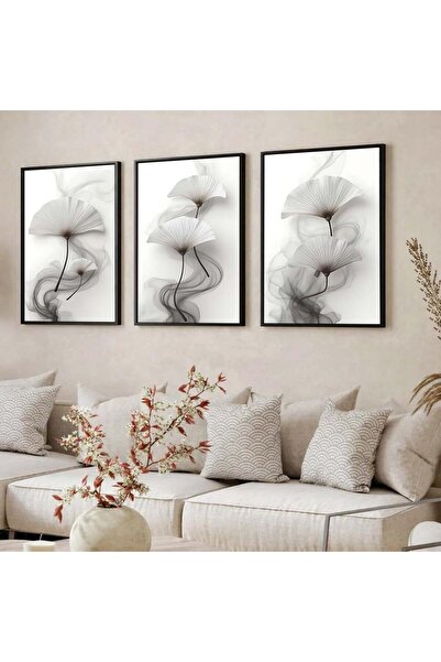 designadv Artistic triptych paintings - silver frame