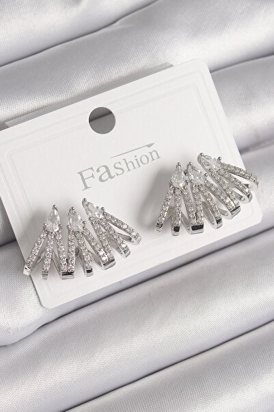 Inure Jewelry Brass Silver Color Zircon Stone Seashell Model Women's Earrings