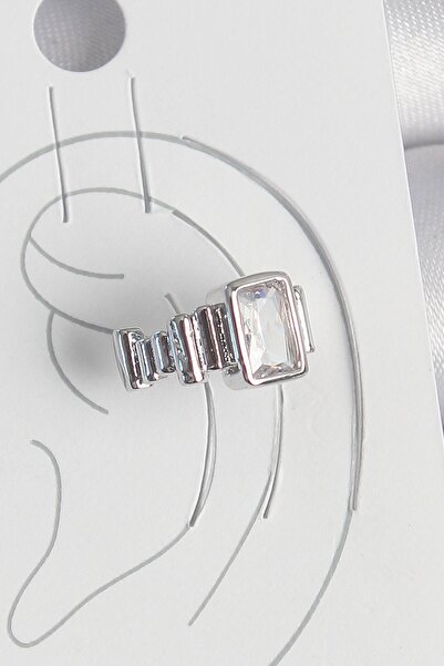 Inure Jewelry Brass Silver Color Square Zircon Stone Women's Cartilage Model ...