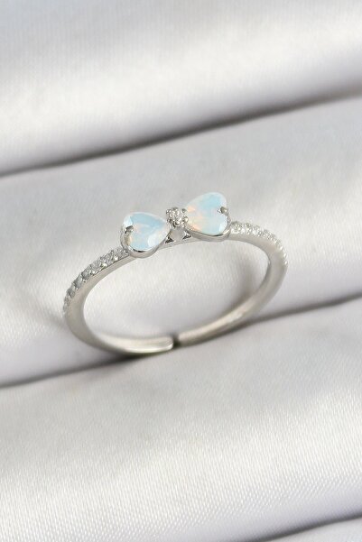 Inure Jewelry خاتم نسائي من حجر الزركون على شكل فيونكة نحاسية فضية اللون قابل...