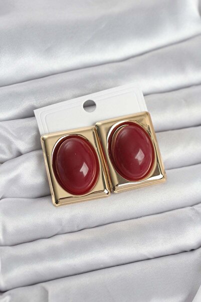 Inure Jewelry Burgundy Square Model Vintage Gold Color Women's Earrings