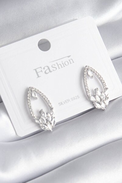 Inure Jewelry Brass Silver Color Zircon Stone Women's Earrings