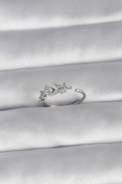 Inure Jewelry النحاس الفضة اللون الزركون حجر زهرة نموذج خاتم المرأة