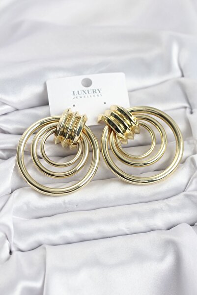 Inure Jewelry النحاس الذهب اللون هوب نموذج الأقراط النسائية خمر