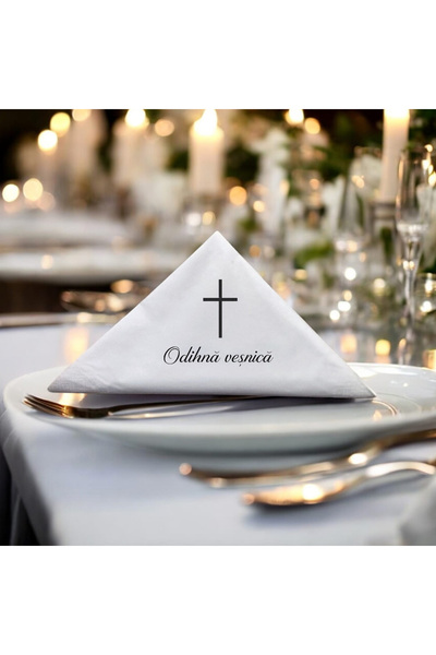 PersonalizatCuStil Funeral napkins Eternal Rest - simple black and white patt...