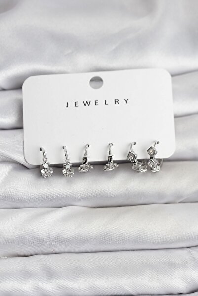 Inure Jewelry طقم أقراط نسائية من النحاس الفضي على شكل نجمة