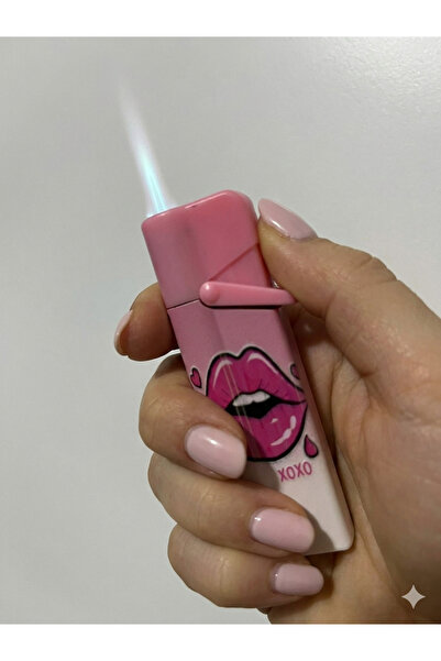 KdrElektronik Pürmüz Çakmak Dudak Desenli Rüzgara Dayanıklı Jet Alevli Çakmak...