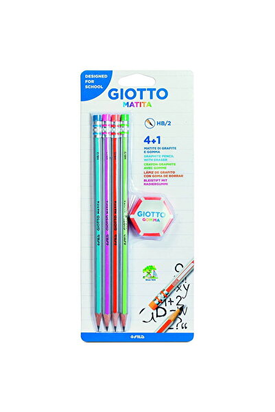 Giotto Graphite lead pencil, 4 pcs/set + eraser,