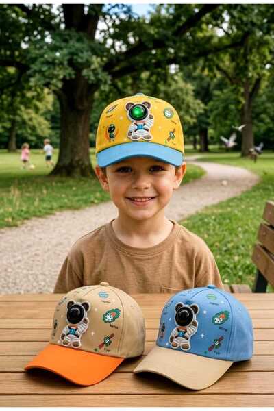 LAGRANZE مجموعة قبعات الأطفال المضيئة الفاخرة من سبيس جوي (3 قطع) (4-7 سنوات)