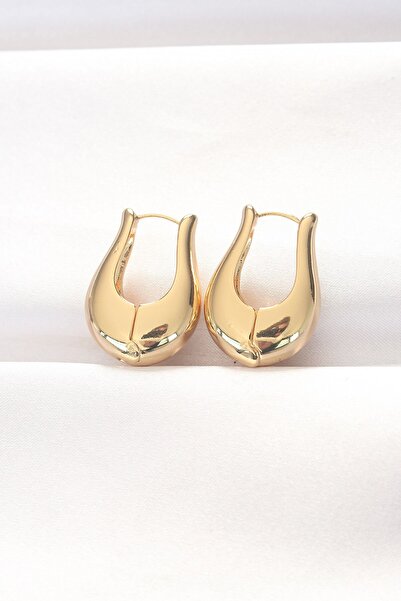 Inure Jewelry Brass Gold Color Curved Earrings