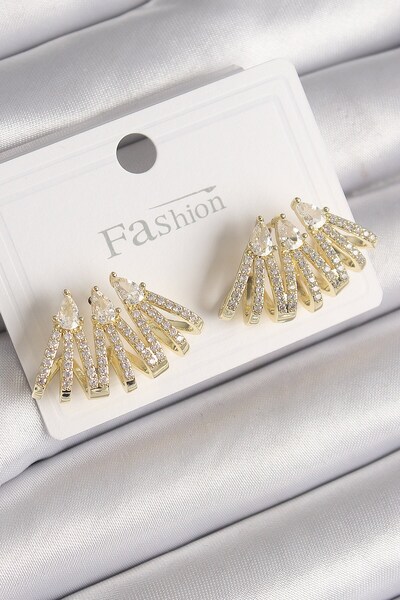 Inure Jewelry Brass Gold Color Zircon Stone Seashell Model Women's Earrings