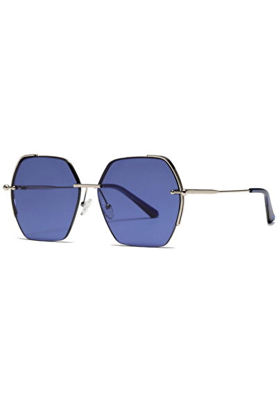 Techsuit Oversized Women's Sunglasses (8561) - Silver / Blue