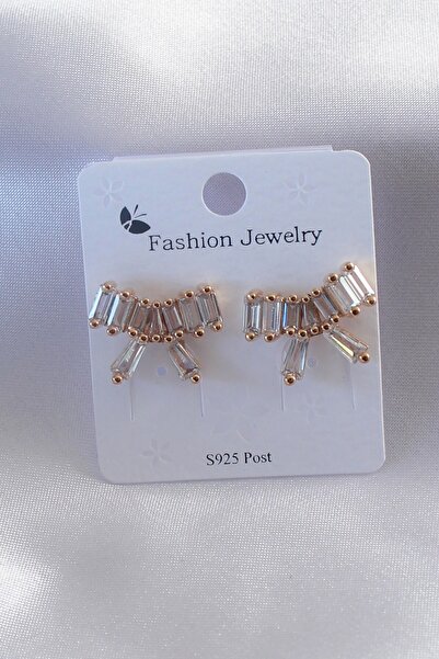 Inure Jewelry Gold Color Ribbon Model Zircon Stone Women's Earrings