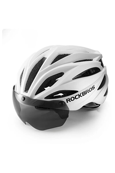 ROCKBROS Cască de bicicletă cu vizieră, ochelari cu protecție UV detașabili, ...