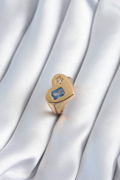 Inure Jewelry النحاس الذهب اللون القلب نموذج الزركون حجر نجمة التفاصيل خاتم ا...