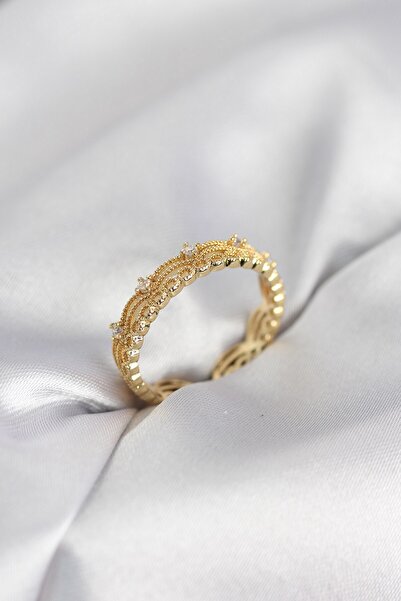 Inure Jewelry خاتم نسائي من حجر الزركون المزخرف باللون الذهبي