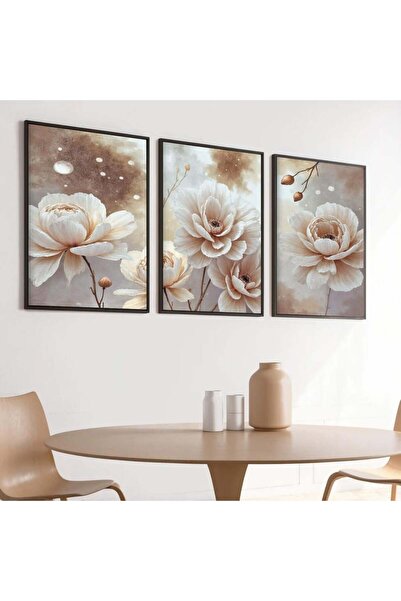 designadv Artistic triptych paintings - silver frame