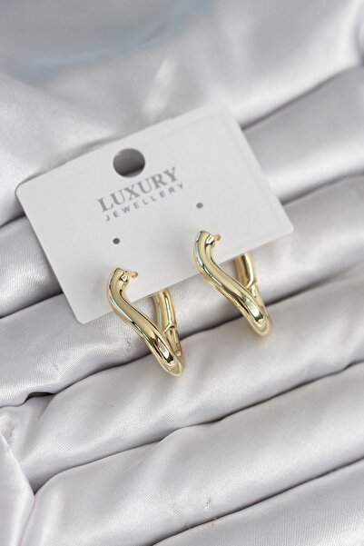 Inure Jewelry Gold Color Oblique Ring Model Brass Women's Earrings