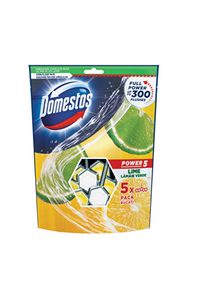 Domestos Power 5 Maxi Pack Lime, 5 x 55 g, Toilet Air Freshener
