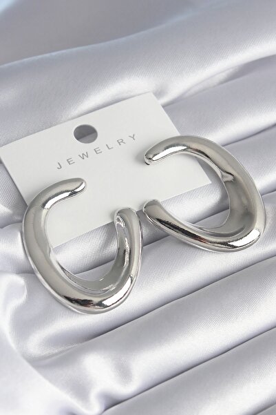 Inure Jewelry Brass Silver Color Hoop Model Women's Earrings