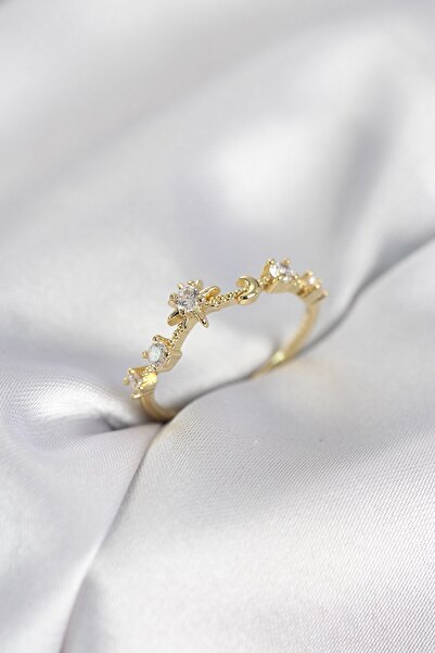 Inure Jewelry خاتم نسائي من حجر الزركون ذو اللون الذهبي بتصميم ليلي