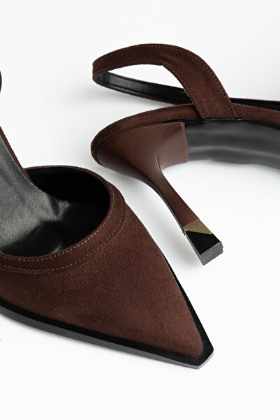 Entella Store Γυναικεία καφέ σουέντ κομψά παπούτσια με τακούνι Nera