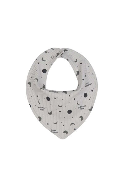 PETIT-ATELlER Infant Cotton Muslin Bandana Bib Moon Phase Print Light Grey So...