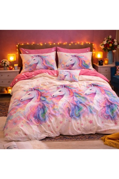 CumparaMisim Διπλό Λινό, Finet, 6 τεμάχια, Ροζ, Μπλε, φανταστικοί μονόκεροι