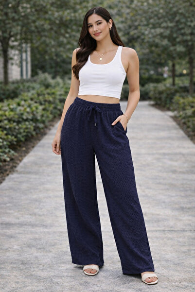 ŞIK VE MUTLU Bürümcük High Waist Bubble Wide Leg Pants Bottom