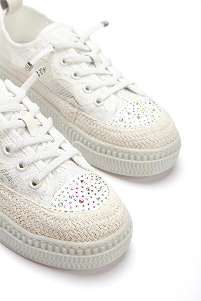 Lively Stylish Lacy White dantelă Stone White Pantofi casual cu talpă confort...