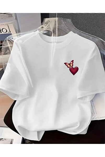 Marco Fresco Unisex Women'S/Men's Oversize Crewneck T-Shirt with Butterfly an...