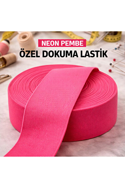 İMREN AKSESUAR Sert Dokuma Neon Pembesi Renk 7 cm Dayanıklı Paça Don ve Bel L...