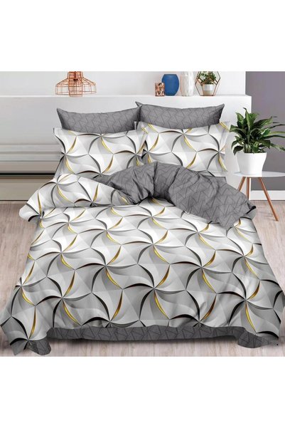 CumparaMisim Lenjerie pat dublu, Finet, 6 piese, Gri, abstract
