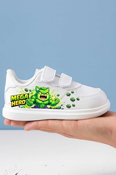 amazoondesing حذاء رياضي للأولاد باللون الأخضر ميجا هيرو مطبوع مع شريط حذاء ر...