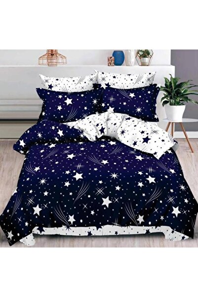 CumparaMisim Lenjerie pat dublu, Finet, 6 piese, Albastru, stelute