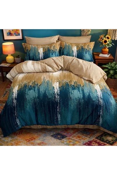 CumparaMisim Double bed linen, Finet, 6 pieces, Green, abstract